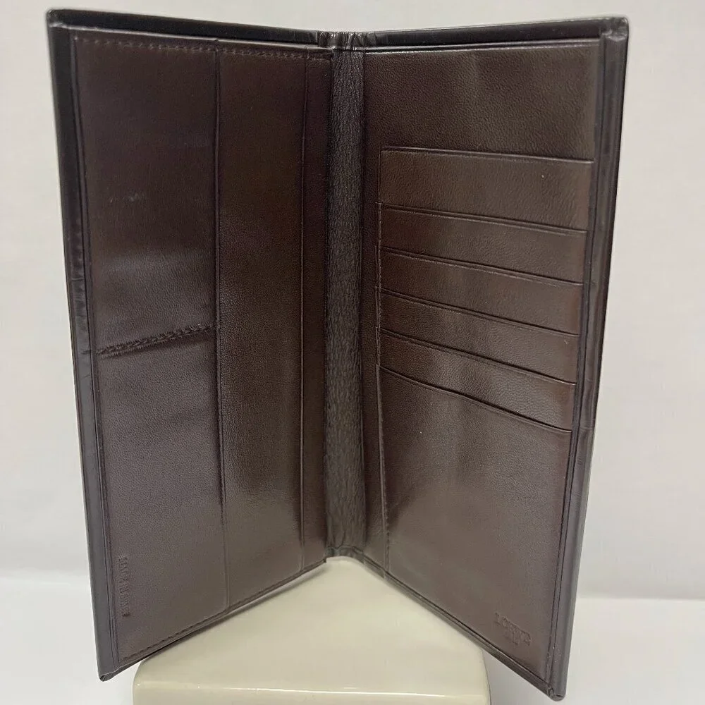 Loewe Men's Dark Brown Nappy Lambskin Long Bifold Wallet - Preowned